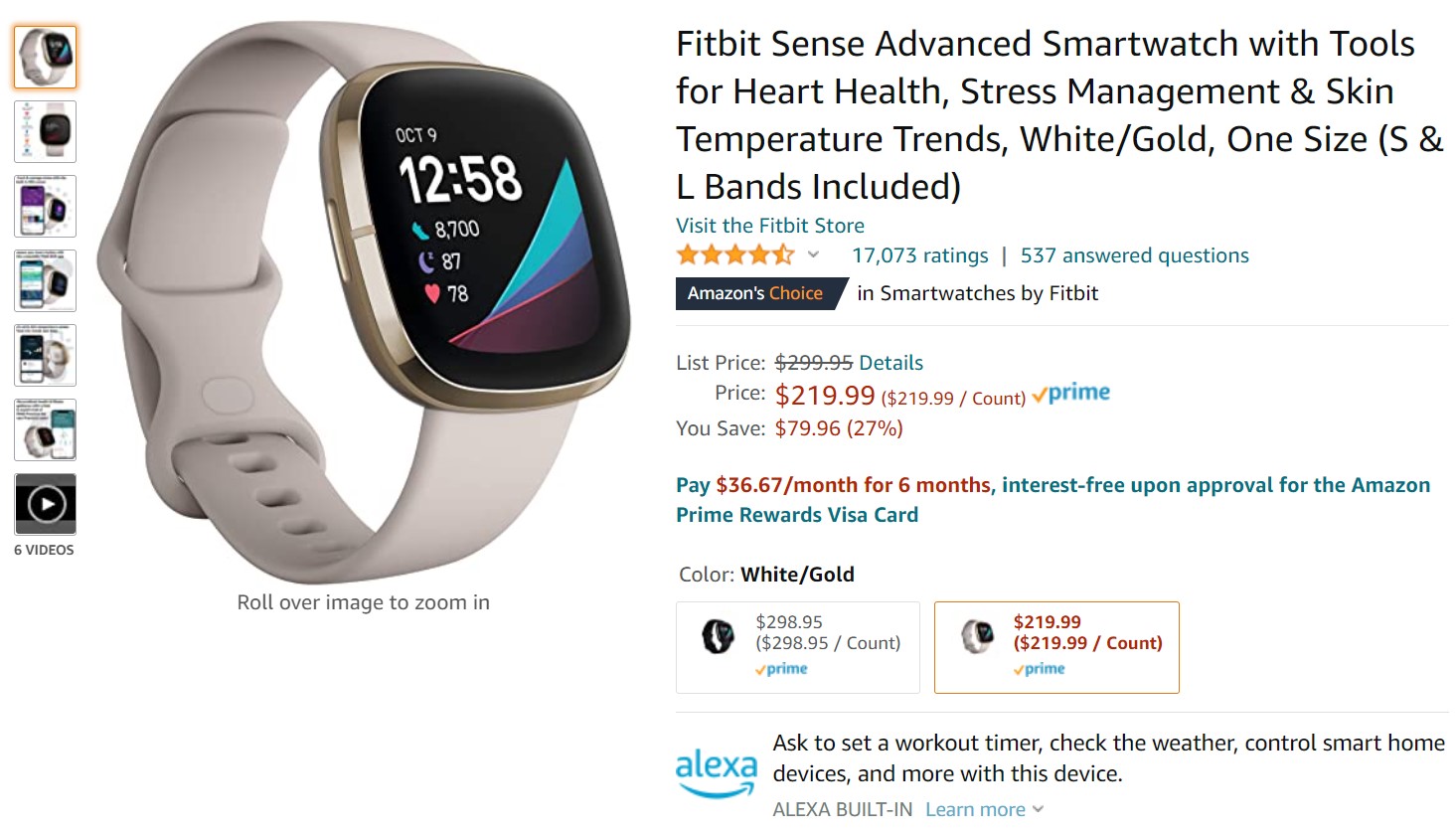 Fitbit Sense Offre Amazon 1