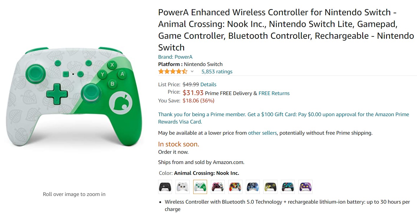 PowerA Enhanced Wireless Controller for Nintendo Switch Amazon Deal