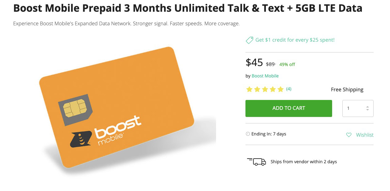 Boost Mobile 5GB Deal