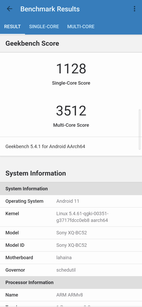 Sony Xperia 1 III Benchmark GeekBench 5