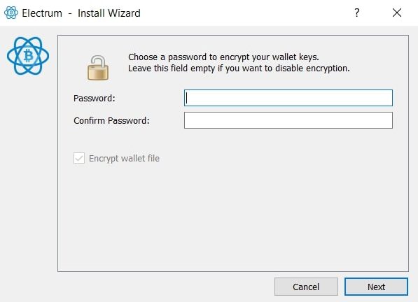 Electrum wallet encryption screenshot