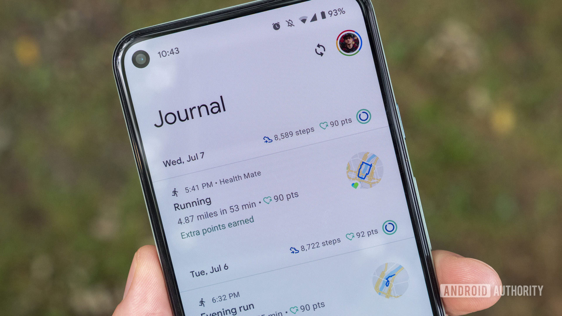 google fit journal activities