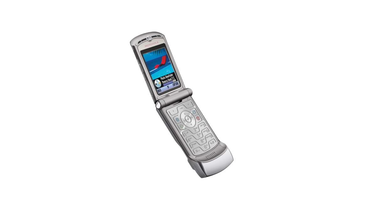 The Motorola Razr (2004) phone open.