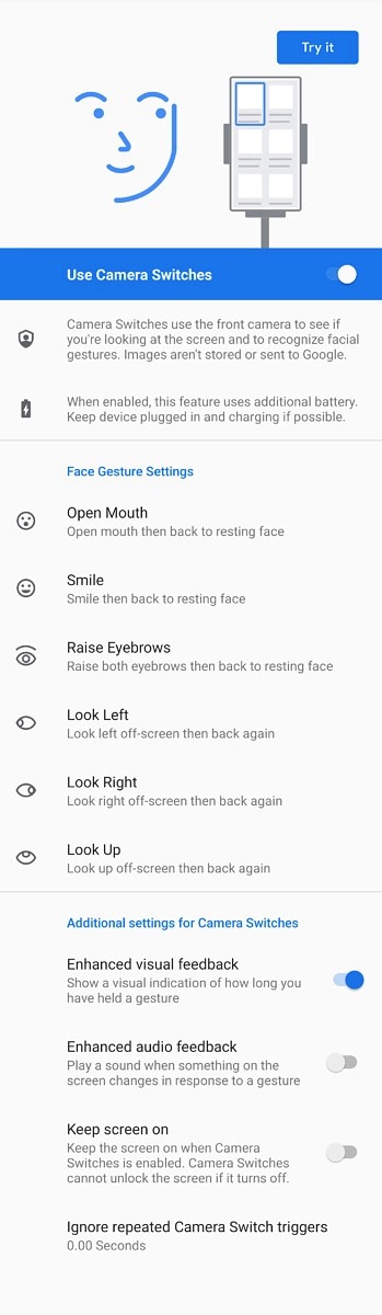 Gestes du visage Android 1