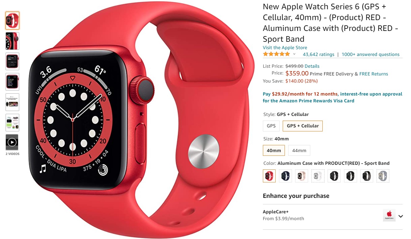 Oferta Red Amazon Apple Watch Série 6