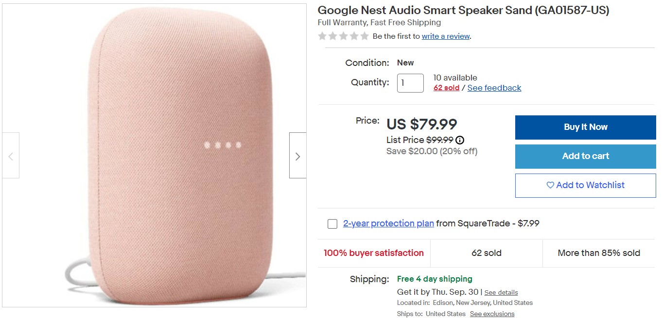 Google Nest Audio Ebay Deal