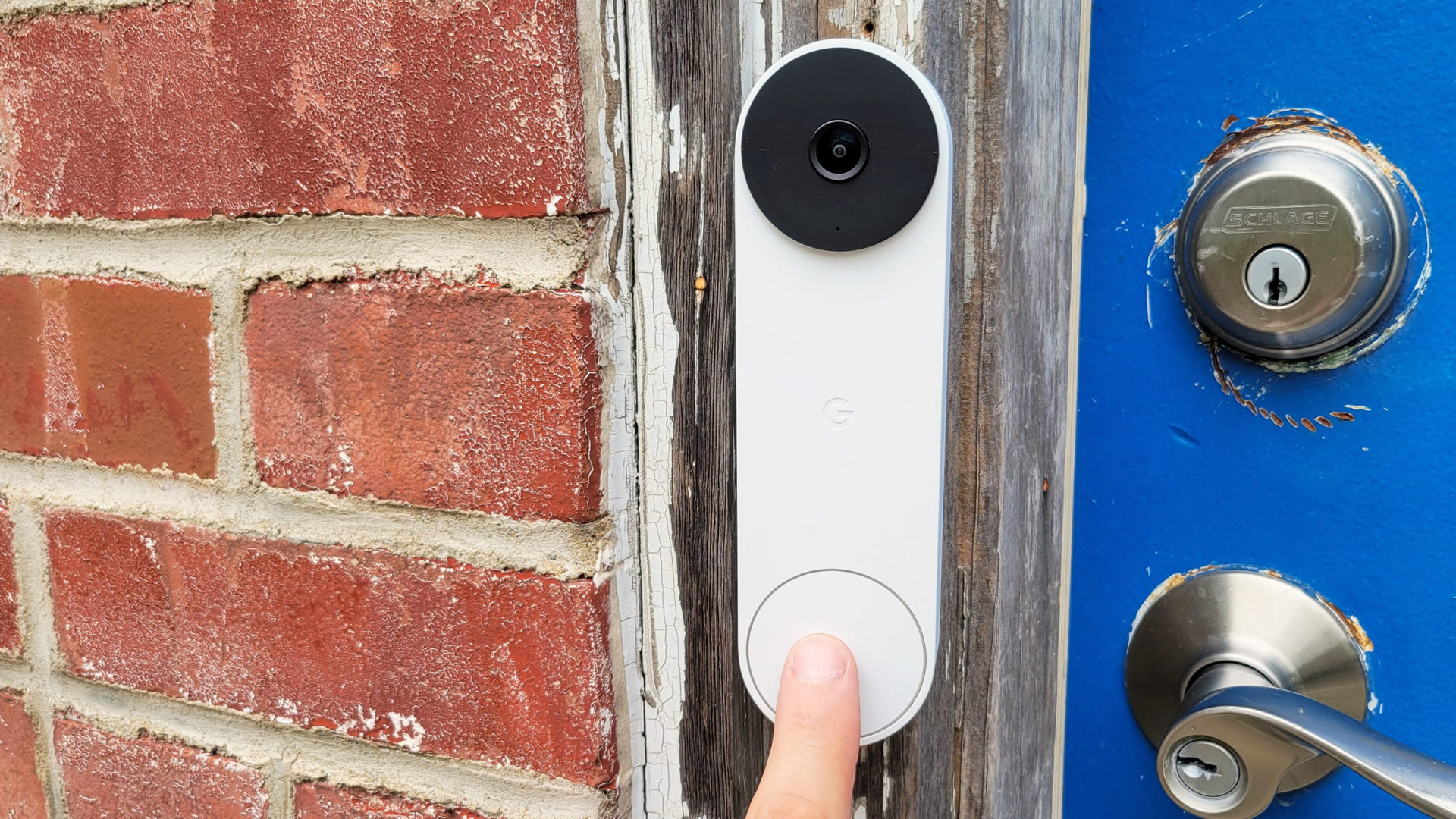 Google Nest Doorbell Review Pushing Doorbell