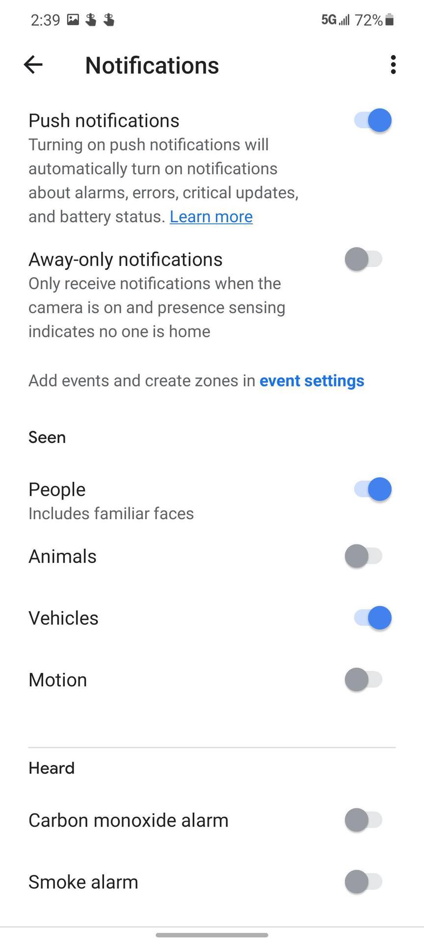 Nest cam screenshot smartphone notifications