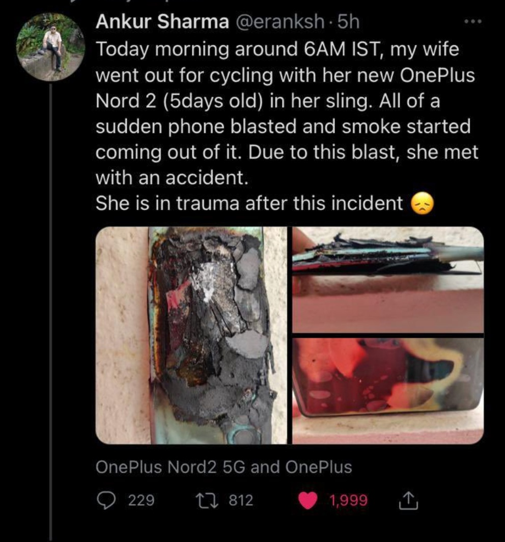 OnePlus Nord 2 exloding tweet