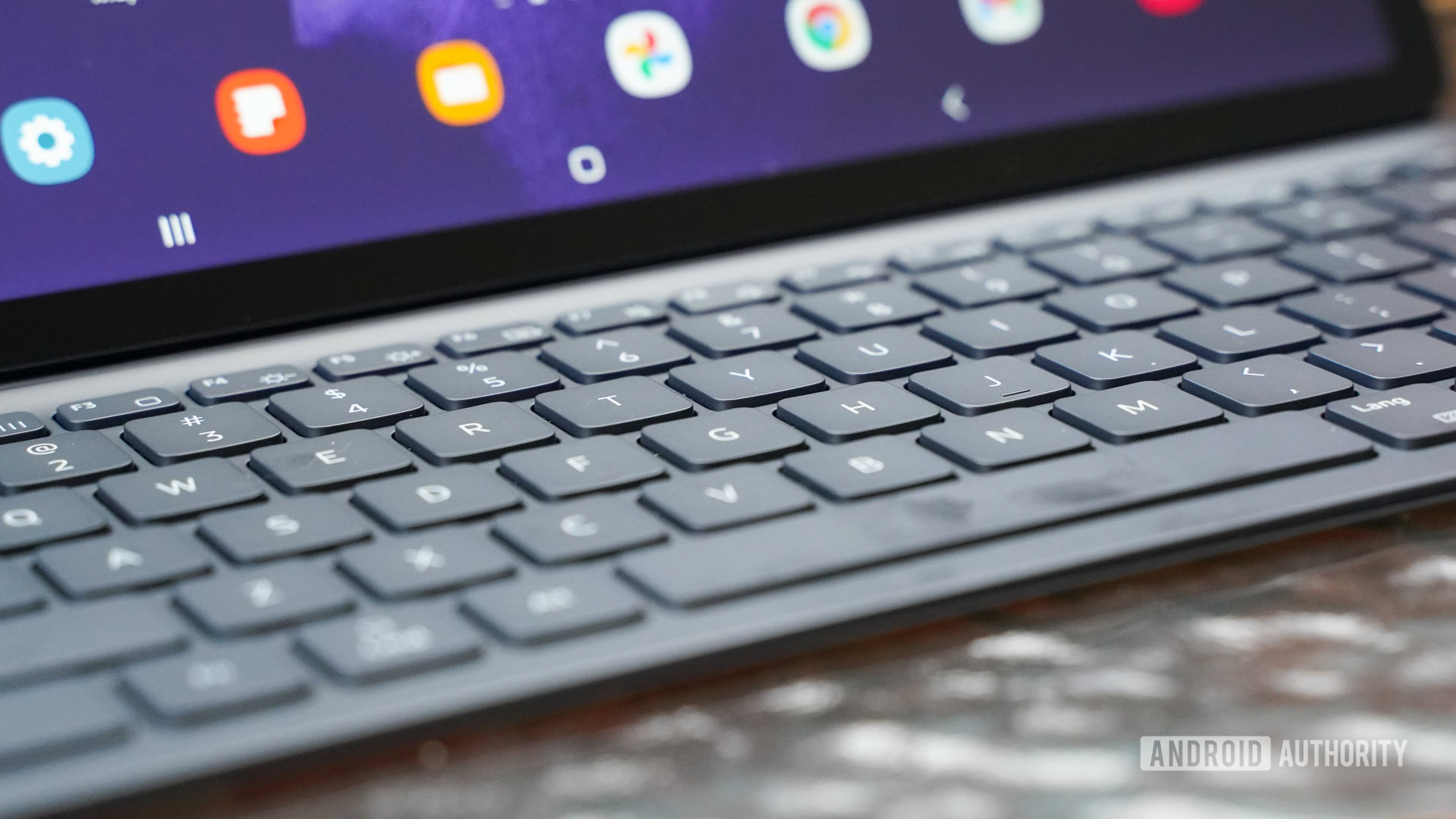 Samsung Galaxy Tab S7 FE keyboard closeup