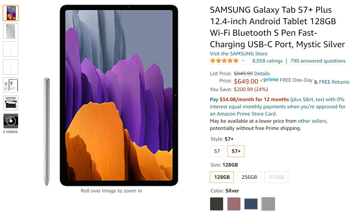 Samsung galaxy tab s7 plus amazon deal