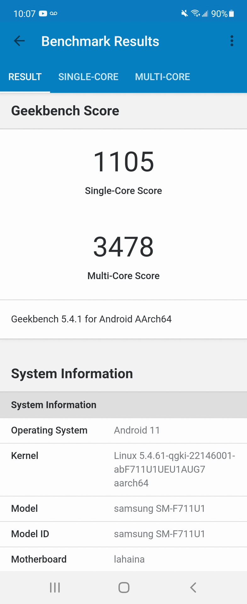 Samsung Galaxy Z Flip 3 Geekbench 5