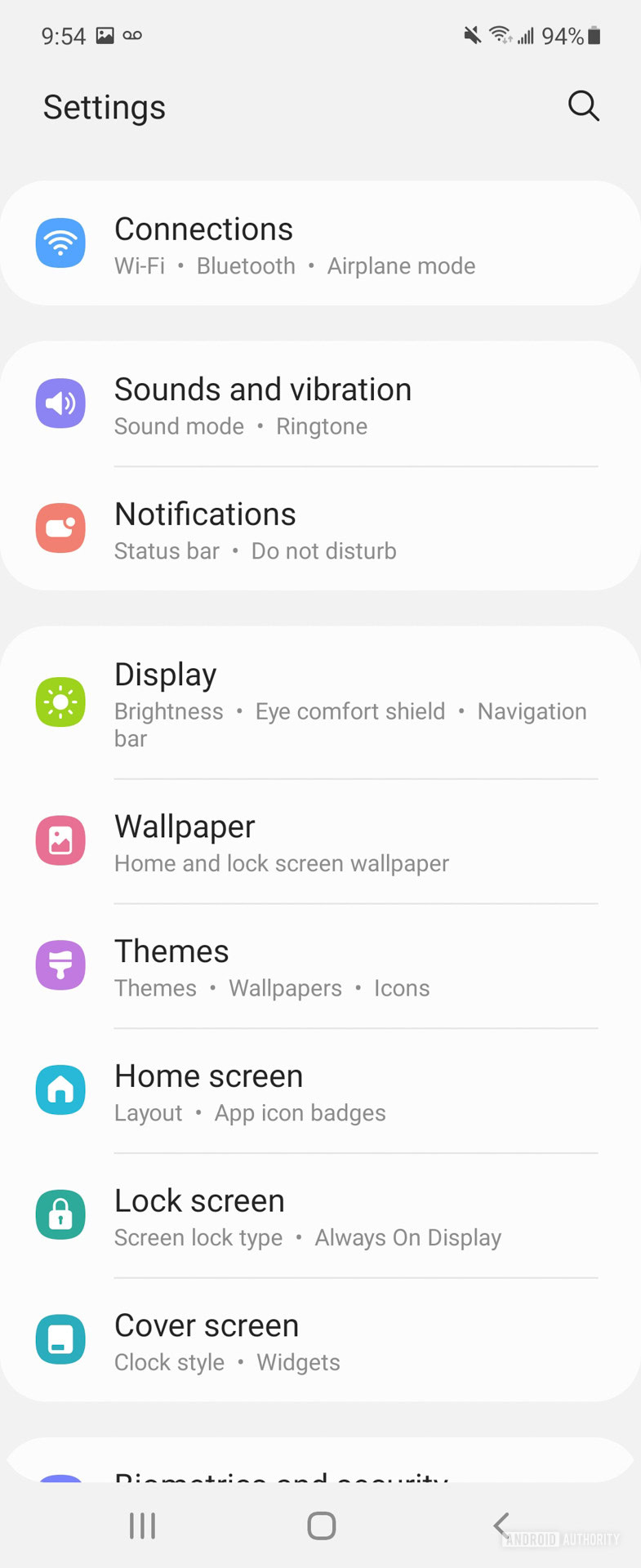 Samsung Galaxy Z Flip 3 One UI settings menu