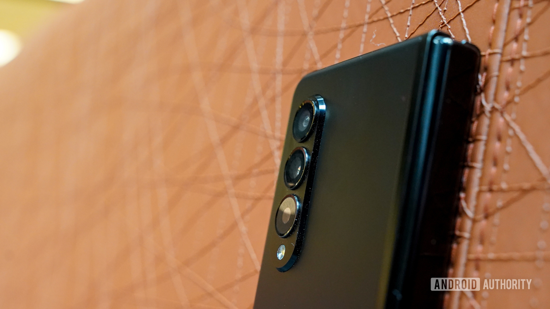 Samsung Galaxy Z Fold 3 angled camera profile.