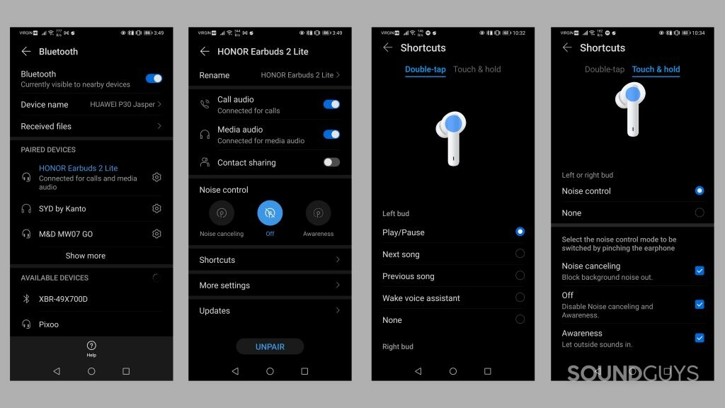 Shown is a screenshot of the Huawei Love Life APP for Honor Earbuds 2 lite.