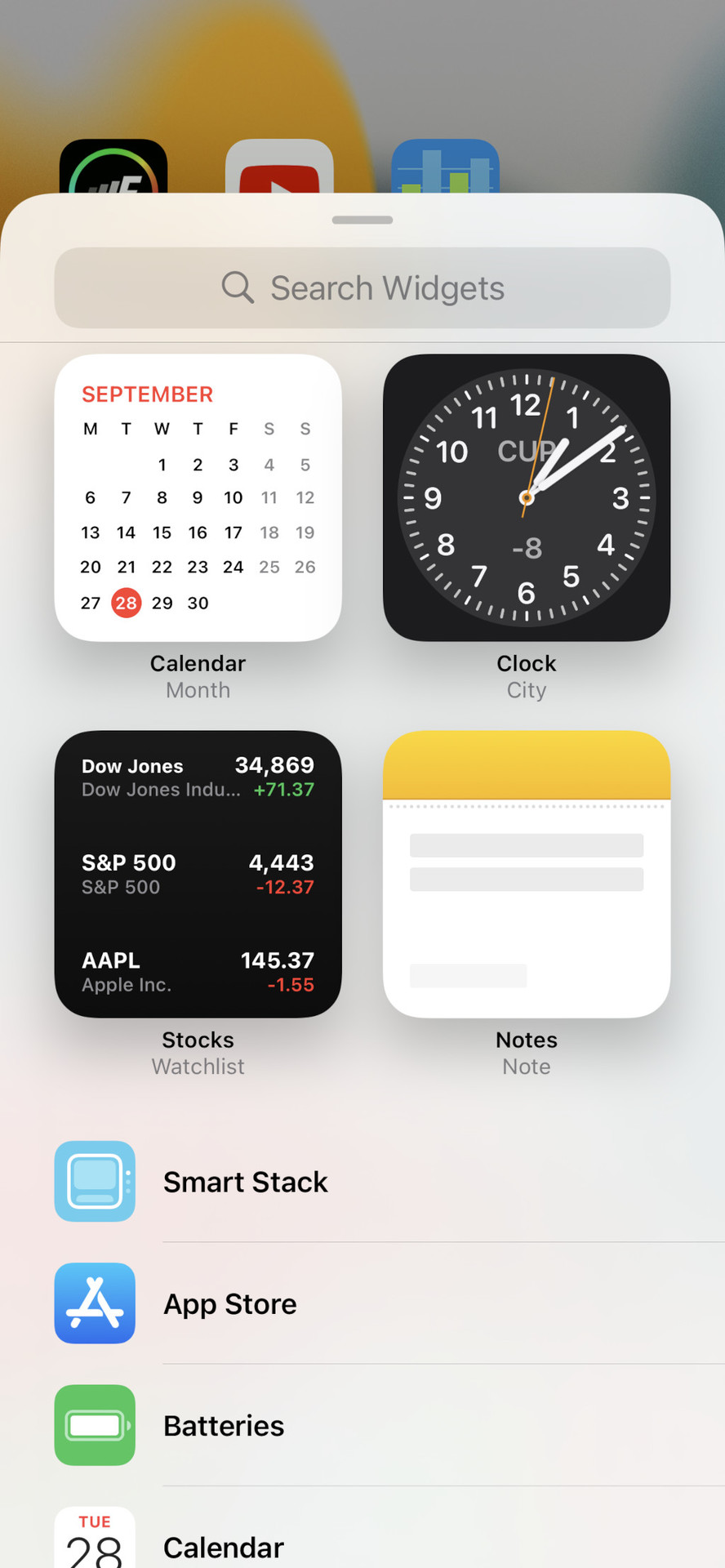 Apple iPhone 13 Pro Max iOS Screenshot Widgets