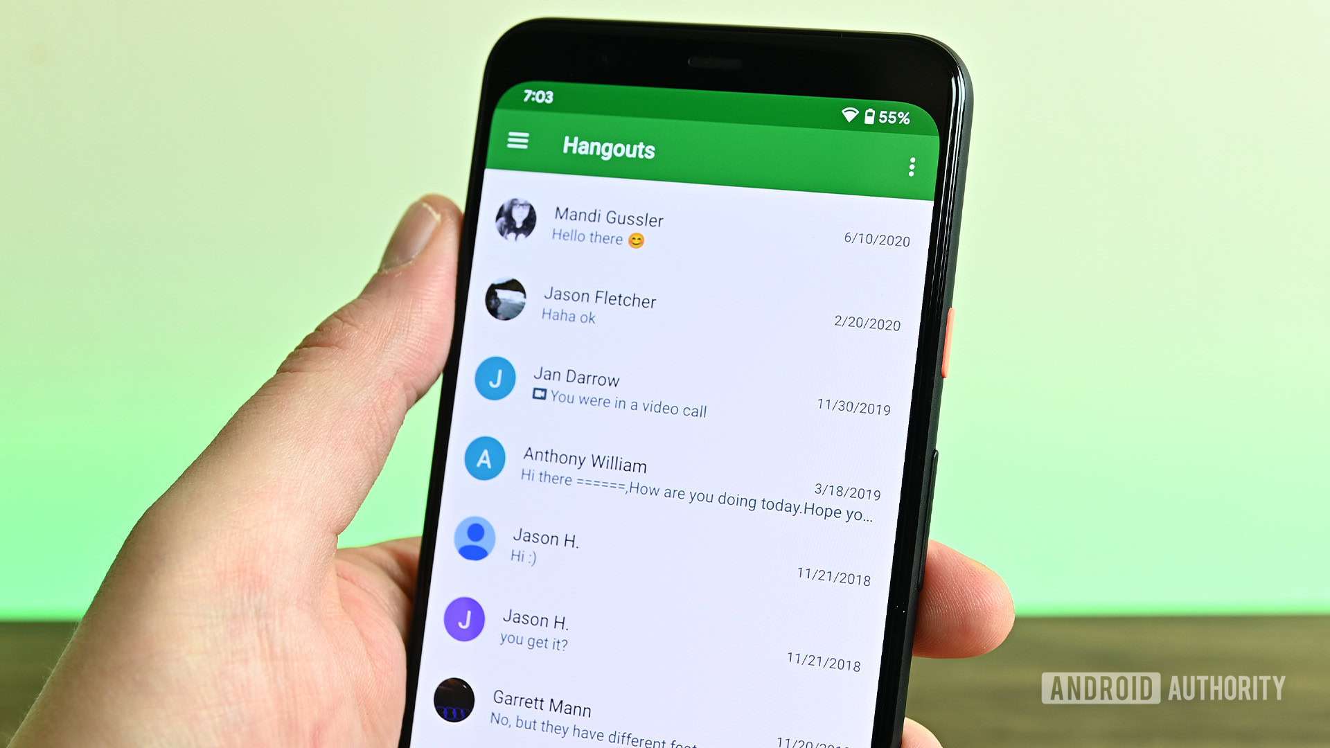 Google Hangouts chat screen.