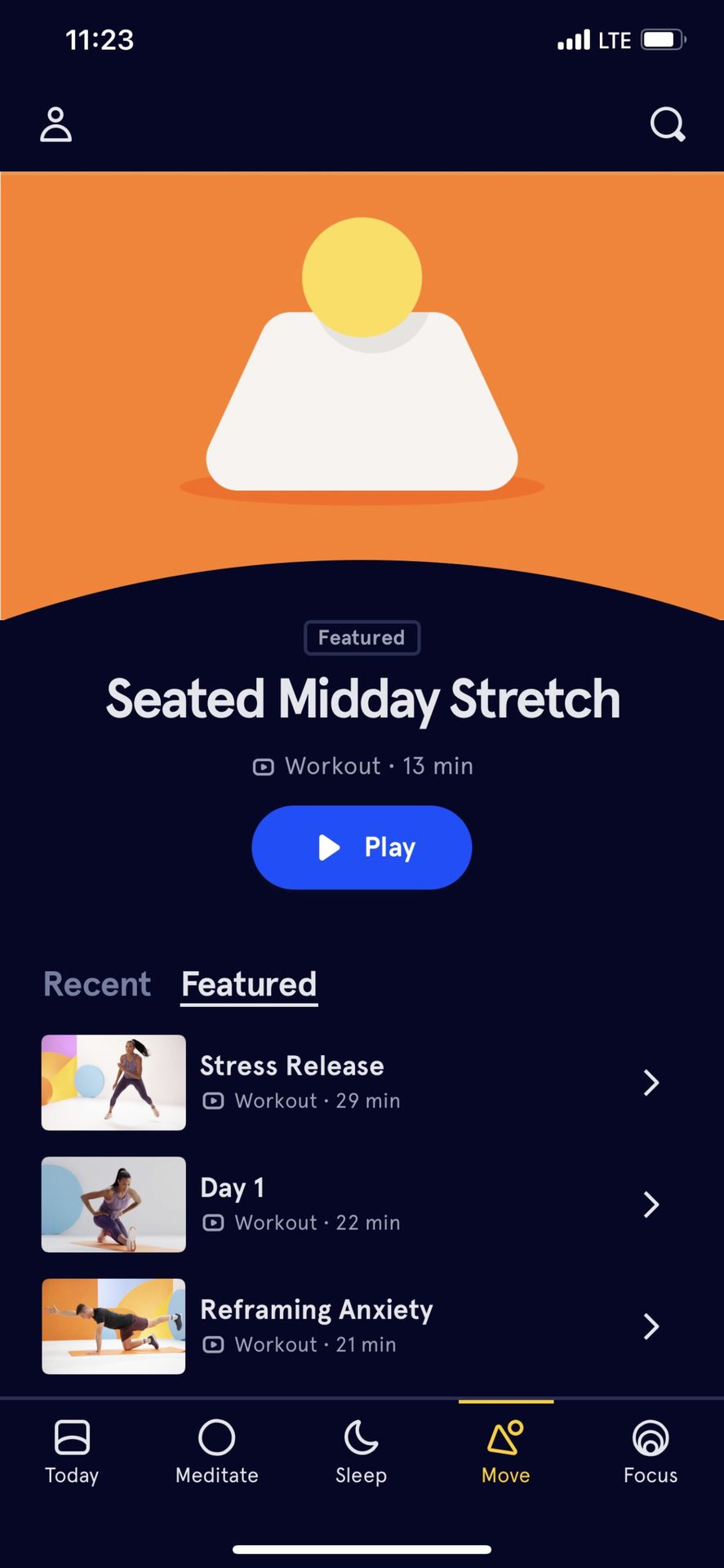 Headspace App Move Tab