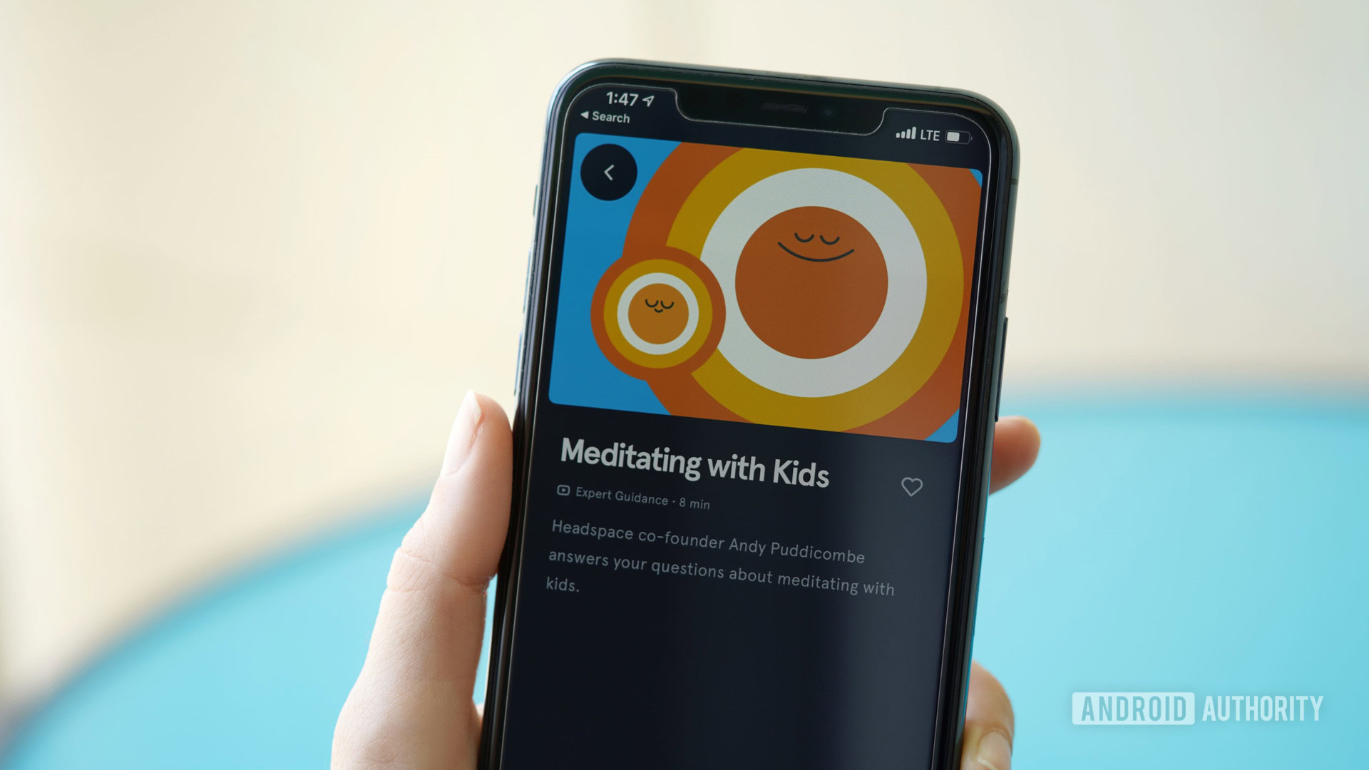 A Headspace user accesses kids meditation content on their iPhone 11.