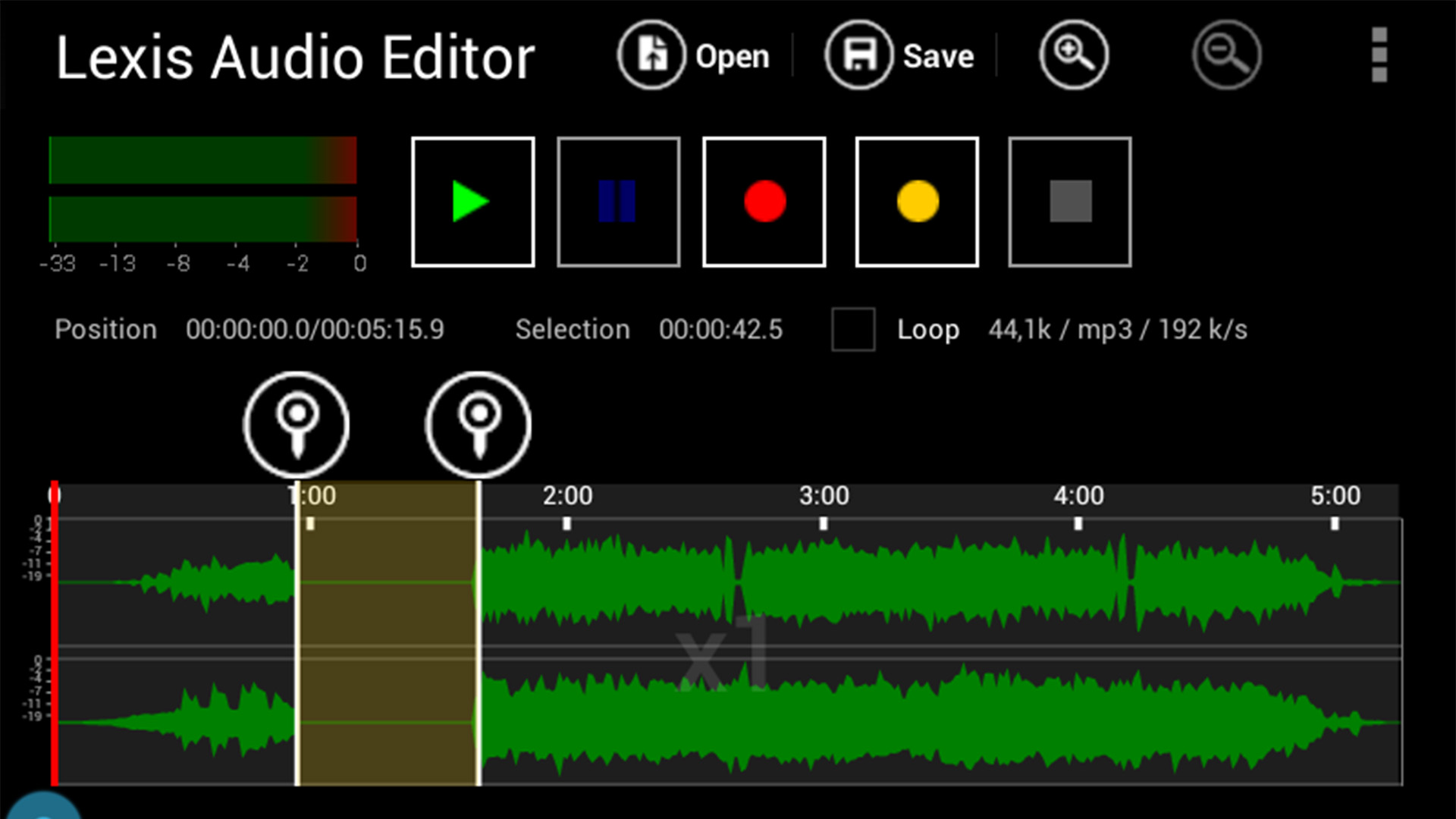 Lexis audio editor screenshot