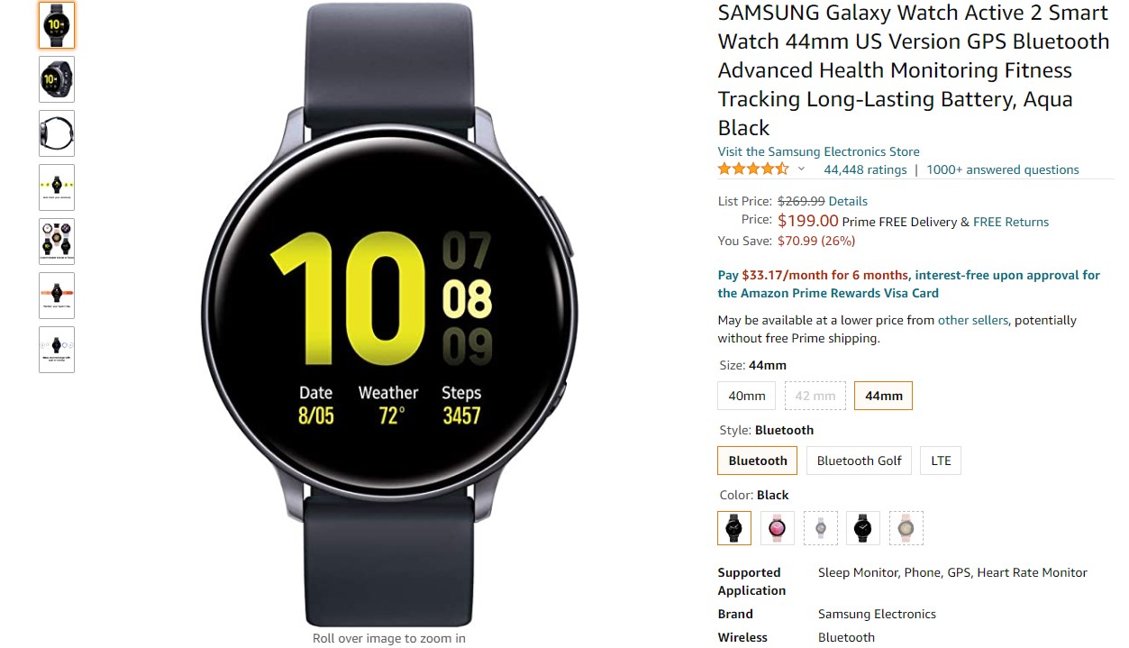 Samsung Galaxy Watch Active 2 Amazon Deal