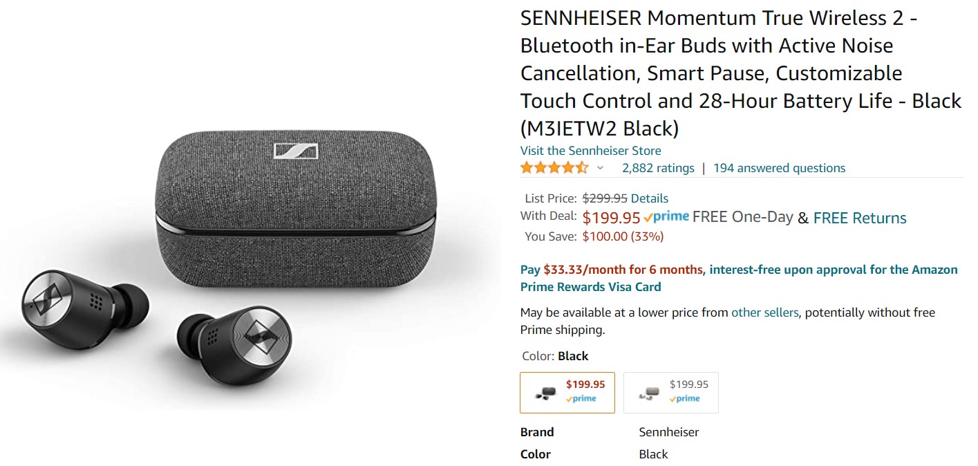 Sennheiser Momentum True Wireless 2 Offre Amazon