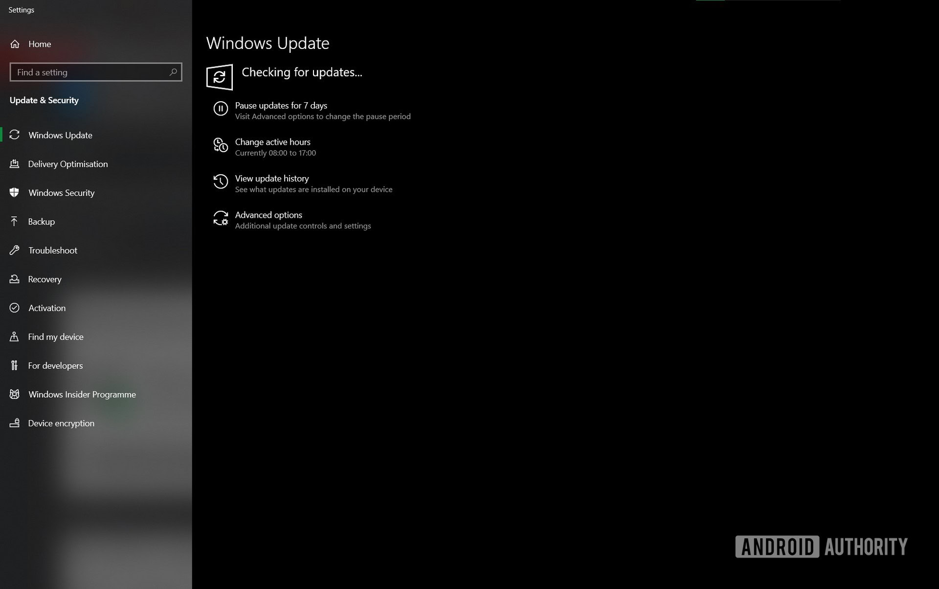 Windows insider program checking for update