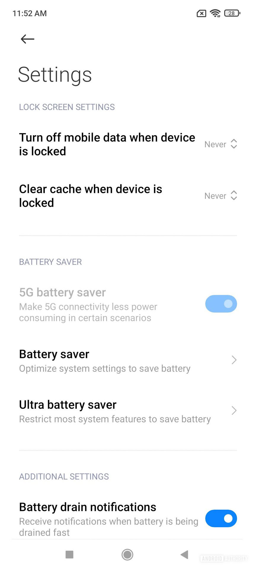 Xiaomi 11T Pro MIUI battery settings