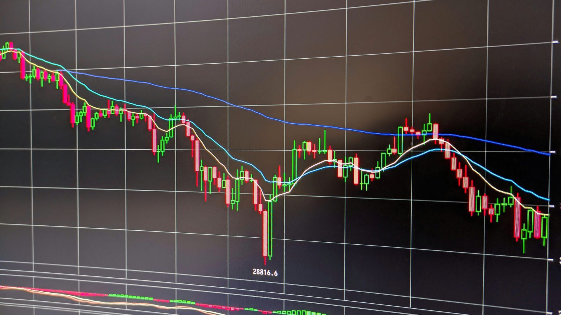 Bitcoin's price chart with downward trend