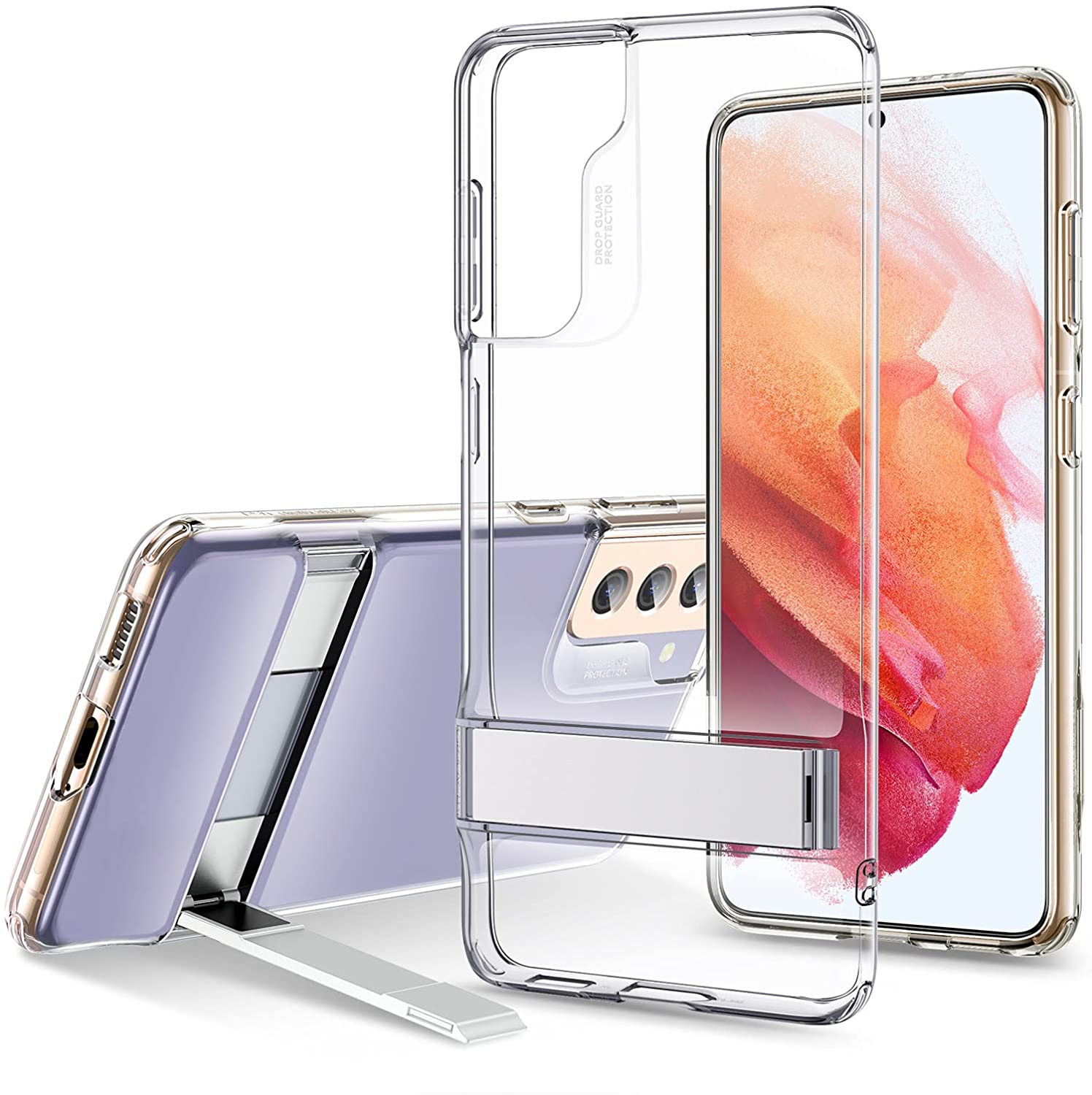 Esr clear case with built-in metal kickstand