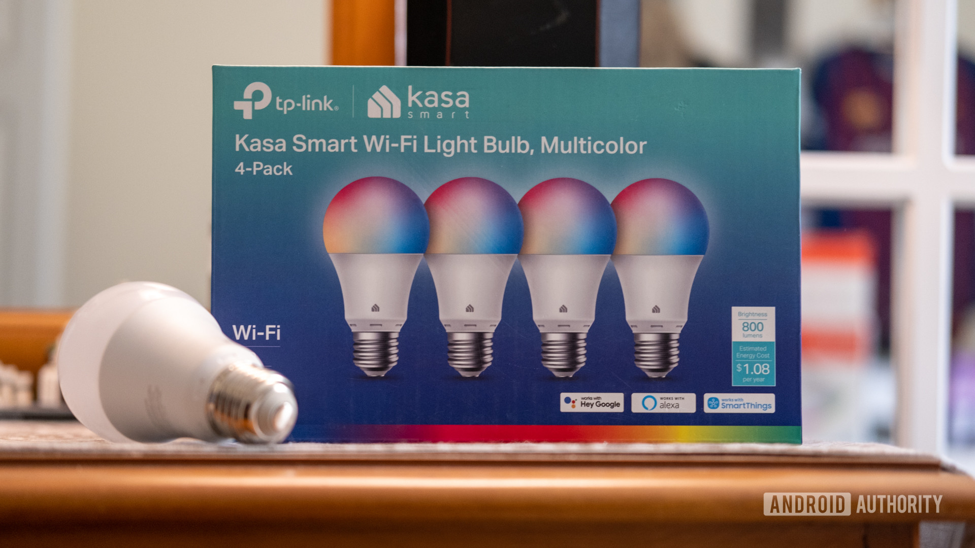 An image of the TP-Link Kasa Smart light bulb packaging