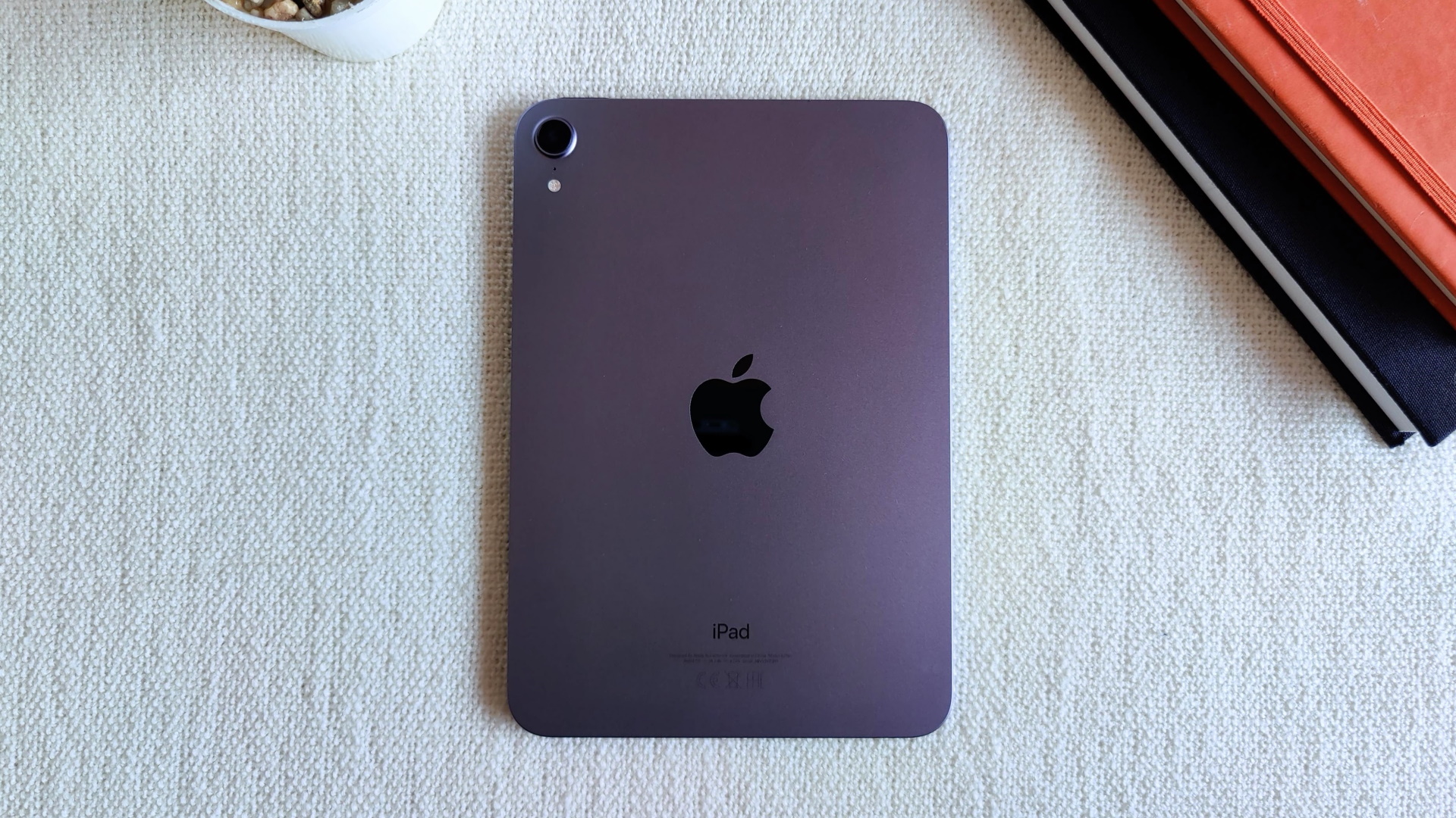 6th gen iPad Mini review purple flat showing rear view and camera