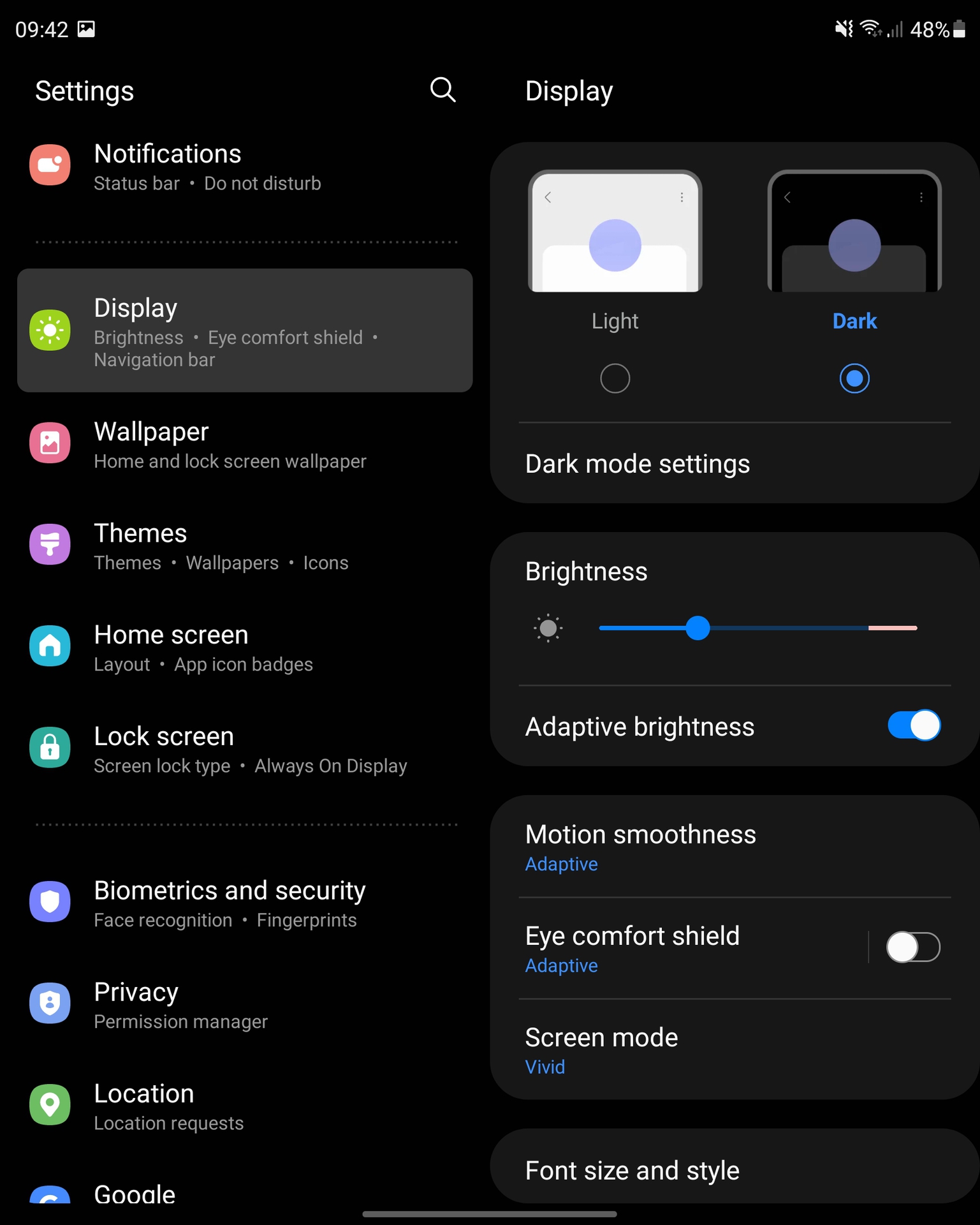 Galaxy Z Fold 3 display settings