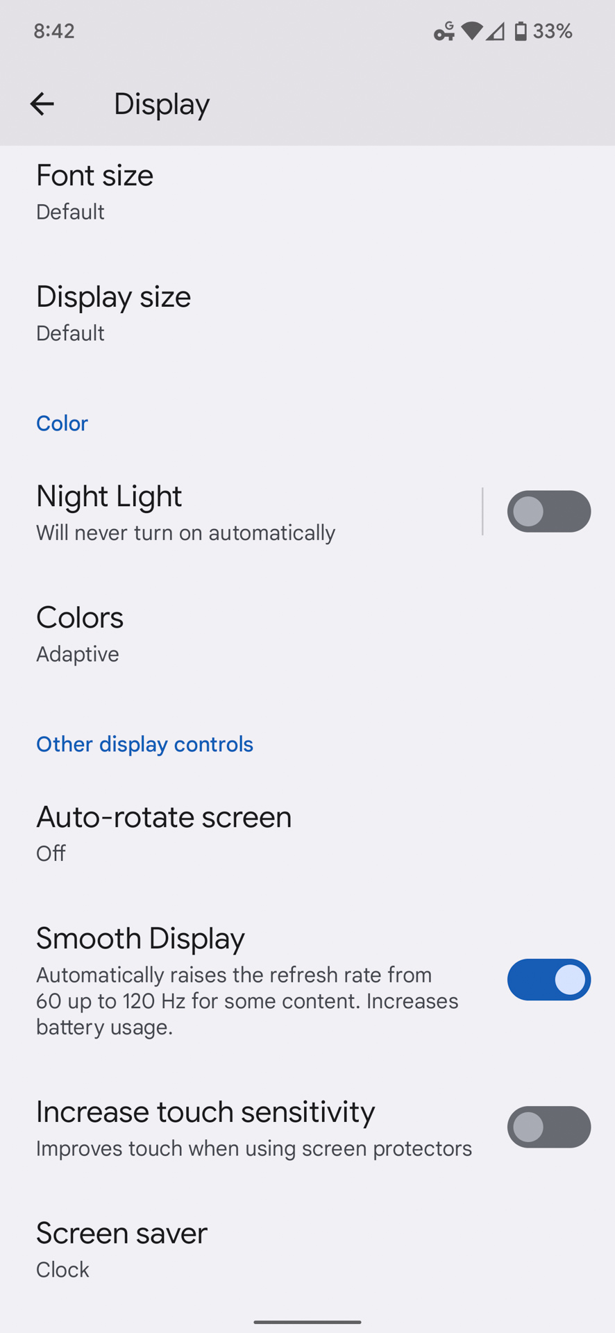 Google Pixel 6 Pro Display settings 4