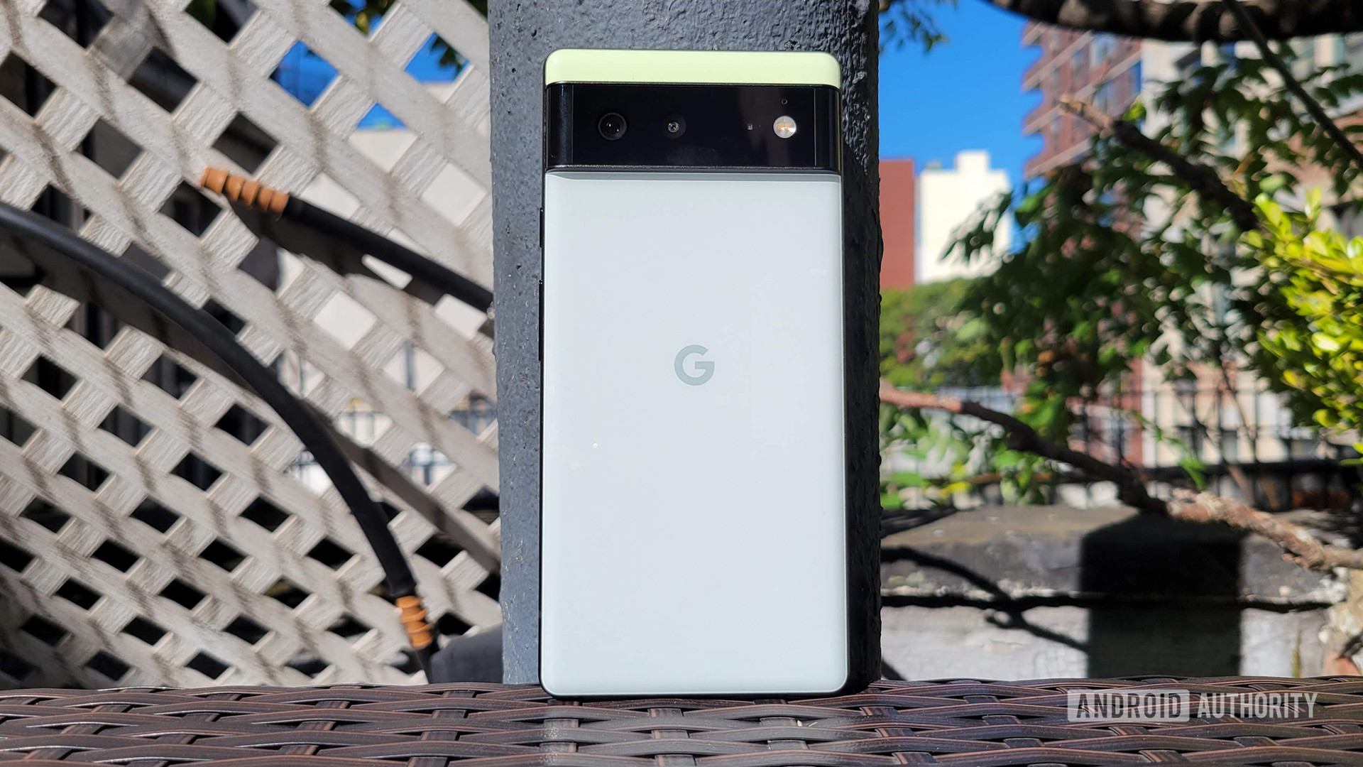 Google Pixel 6 Propped Outdoors