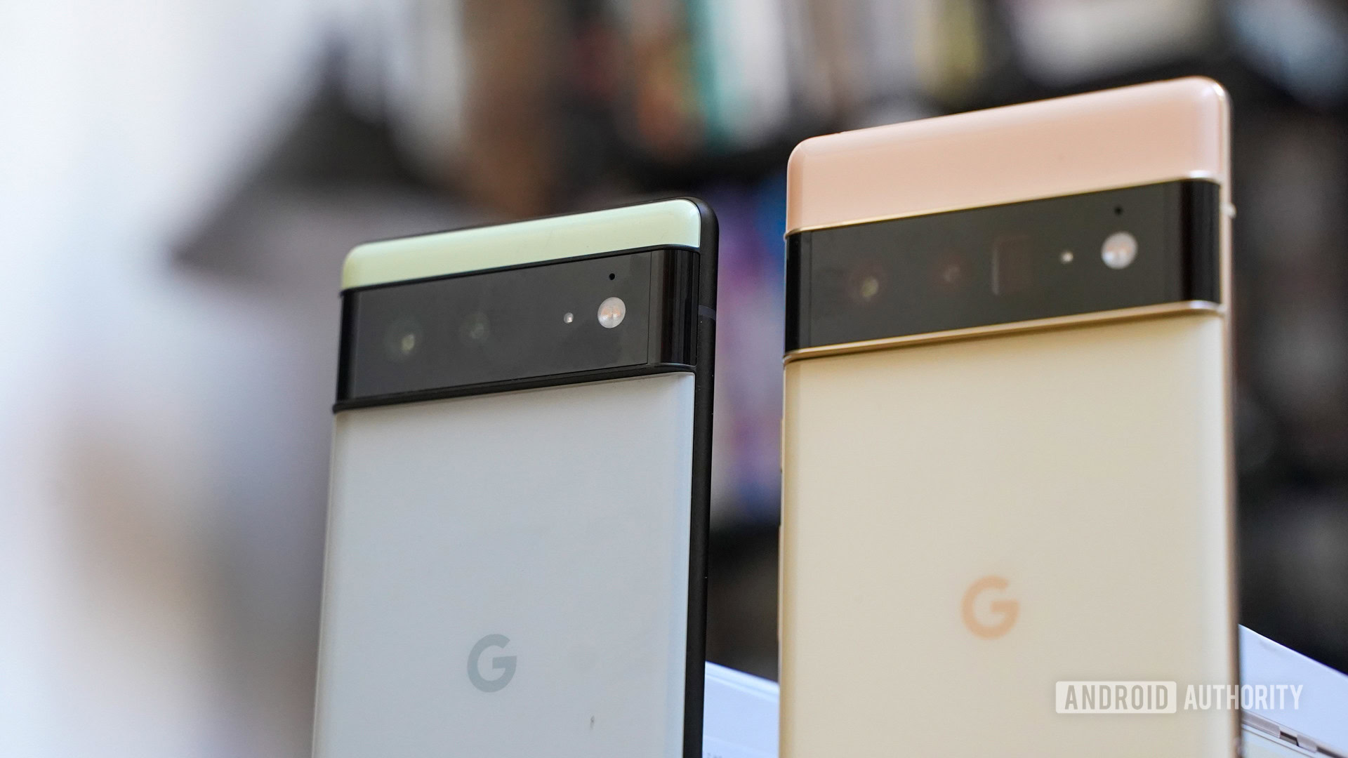 Google Pixel 6 and Pixel 6 Pro angled camera closeups