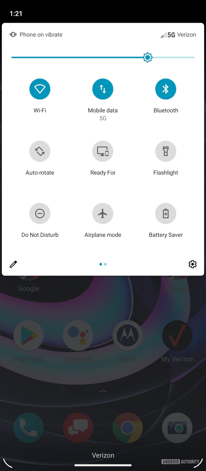 Motorola Edge 2021 My UX quick settings