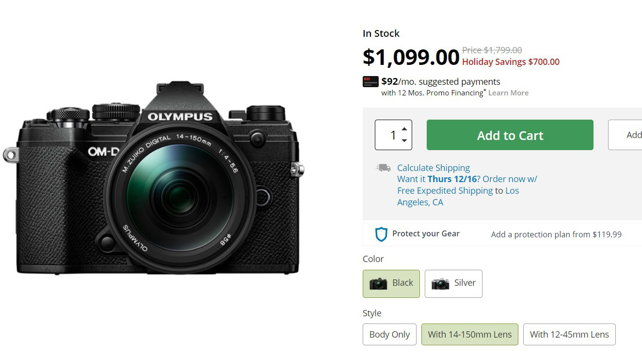 Olympus OM D E M5 Mark III Mirrorless Camera BH Deal