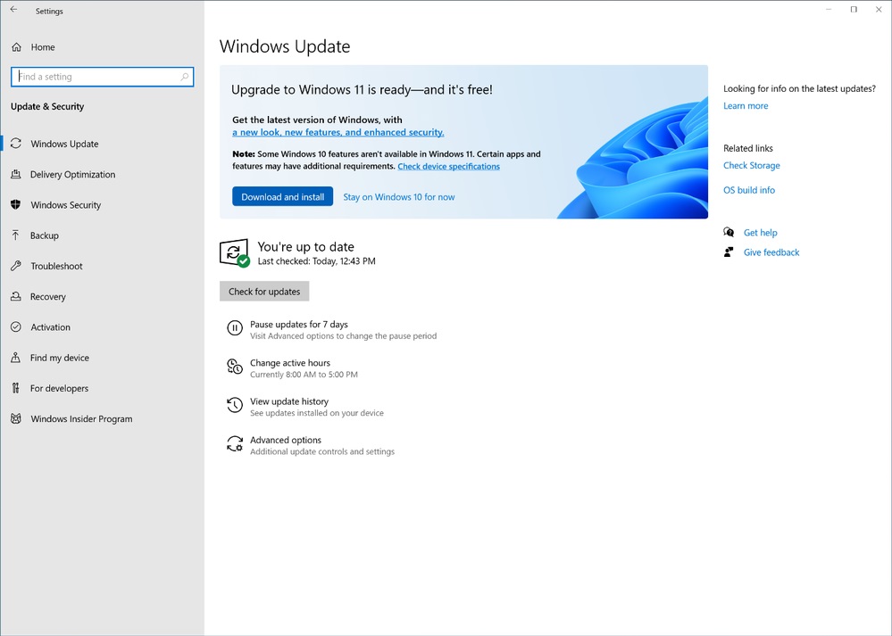 Windows 11 update available