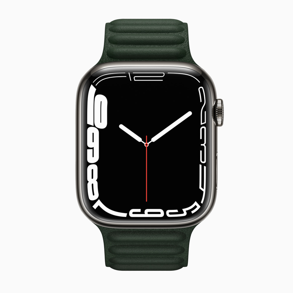 apple watch series 7 press render green leather strap