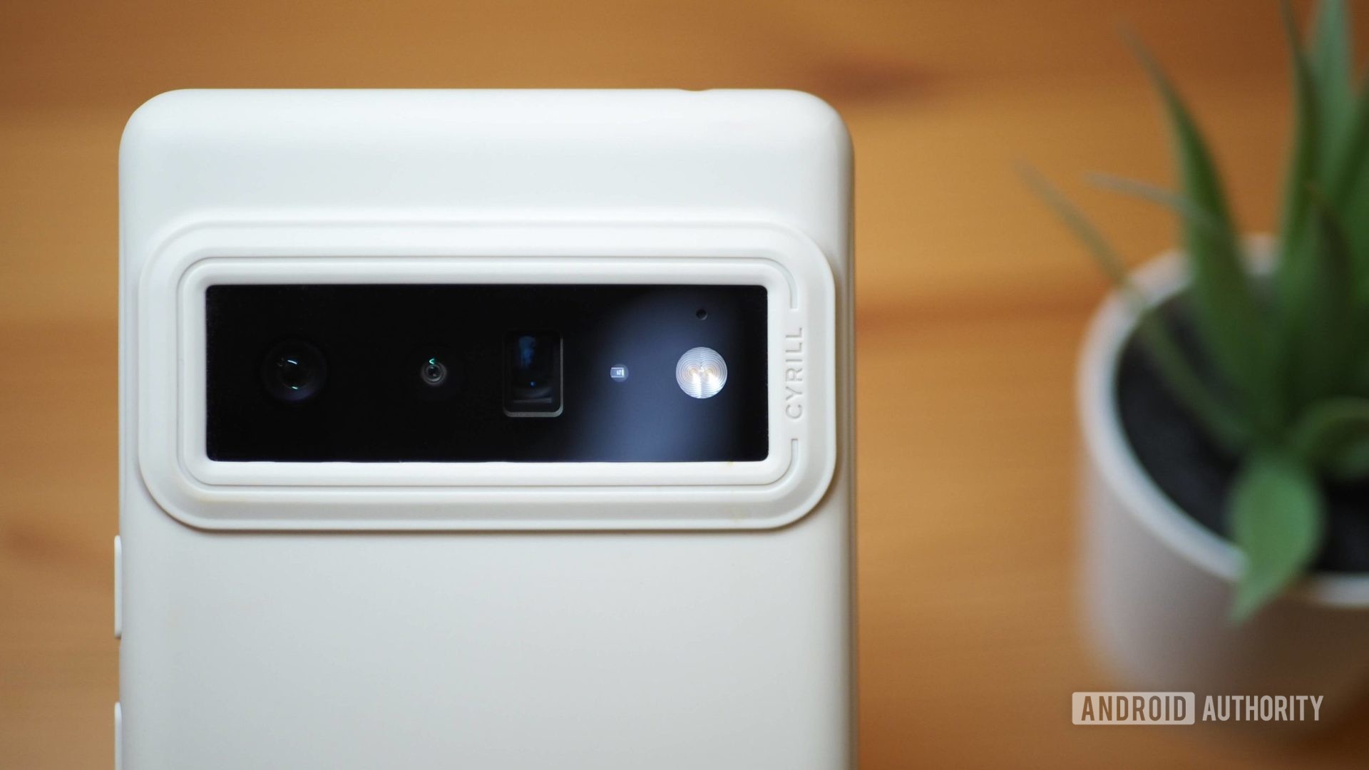 Pixel 6 Pro camera bar inside the cream Cyrill case