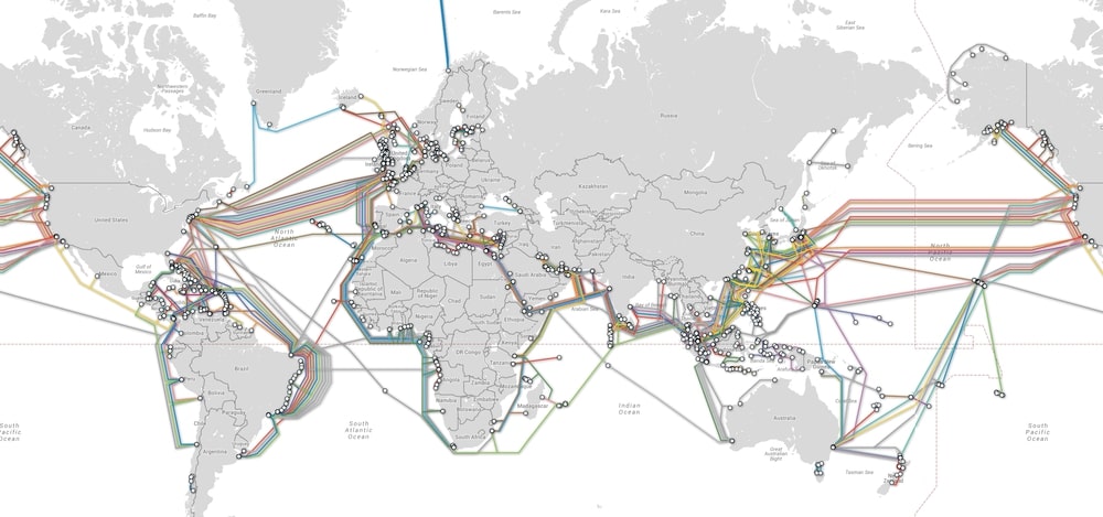 carte du câble sous-marin