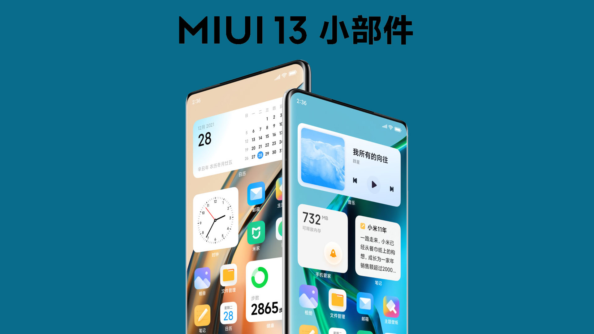 Xiaomi MIUI 13 two phones with new software depicted
