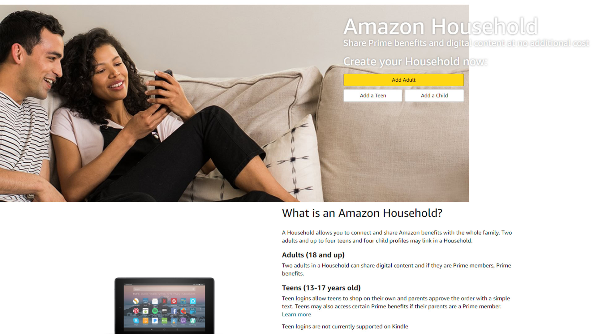 Amazon household website.