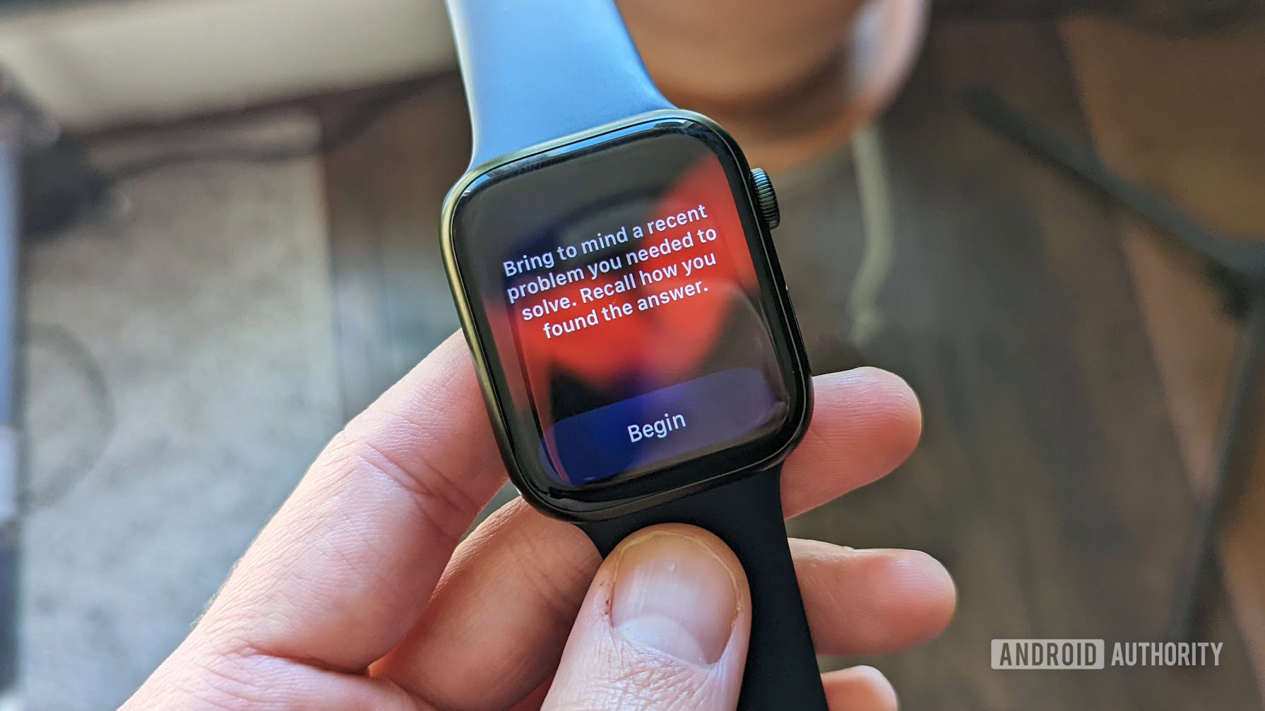 The Apple Watch Series 7 showing the Mindfulness app Reflect feature