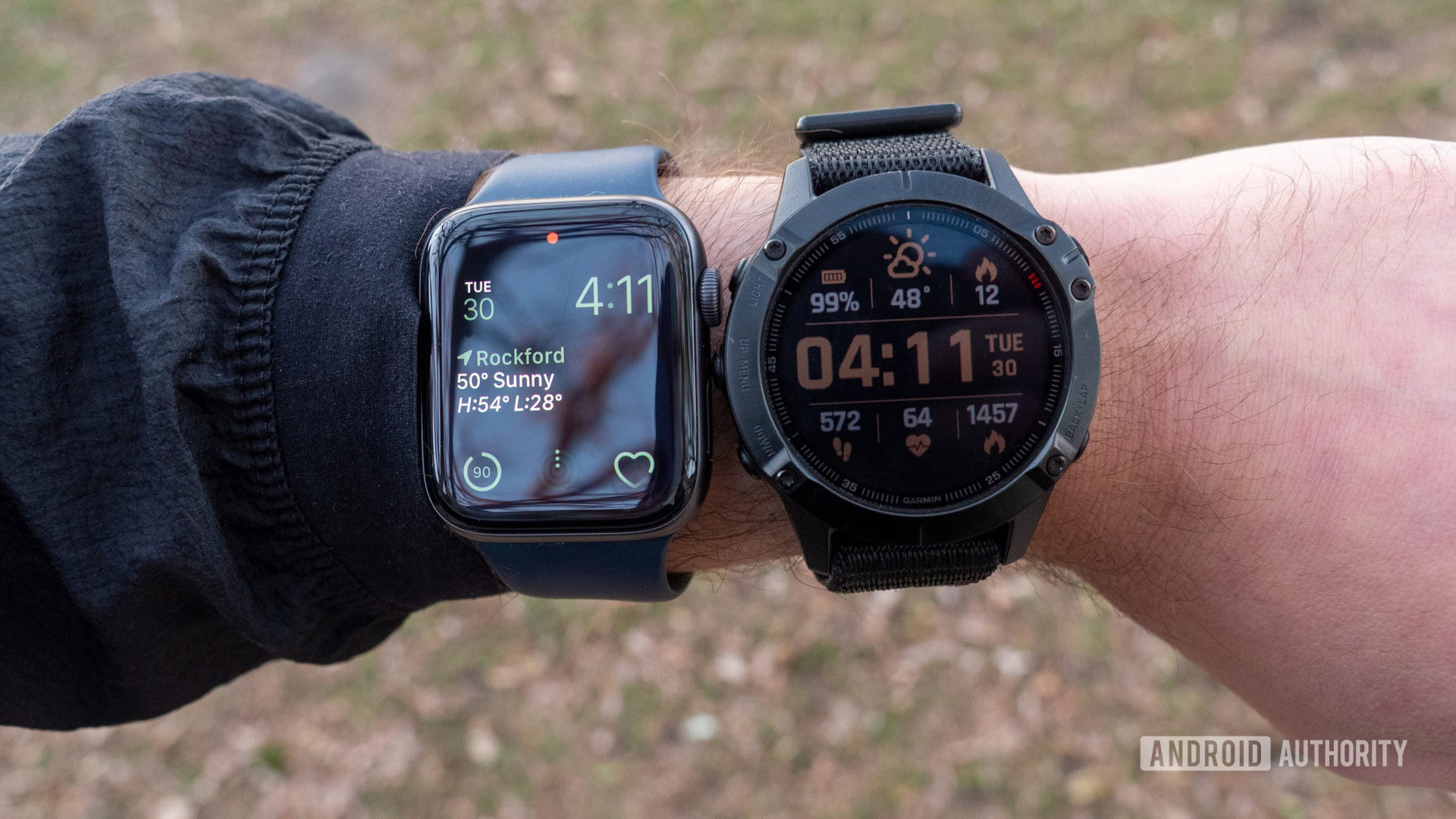 Apple Watch vs Garmin Fenix 6 Pro Apple Watch Series 6 on wrist