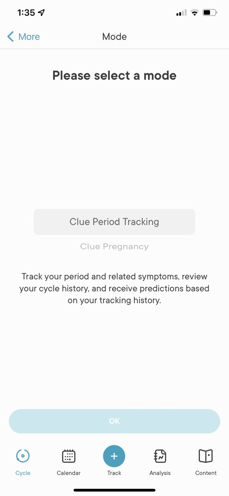 Clue Period Tracking App Mode