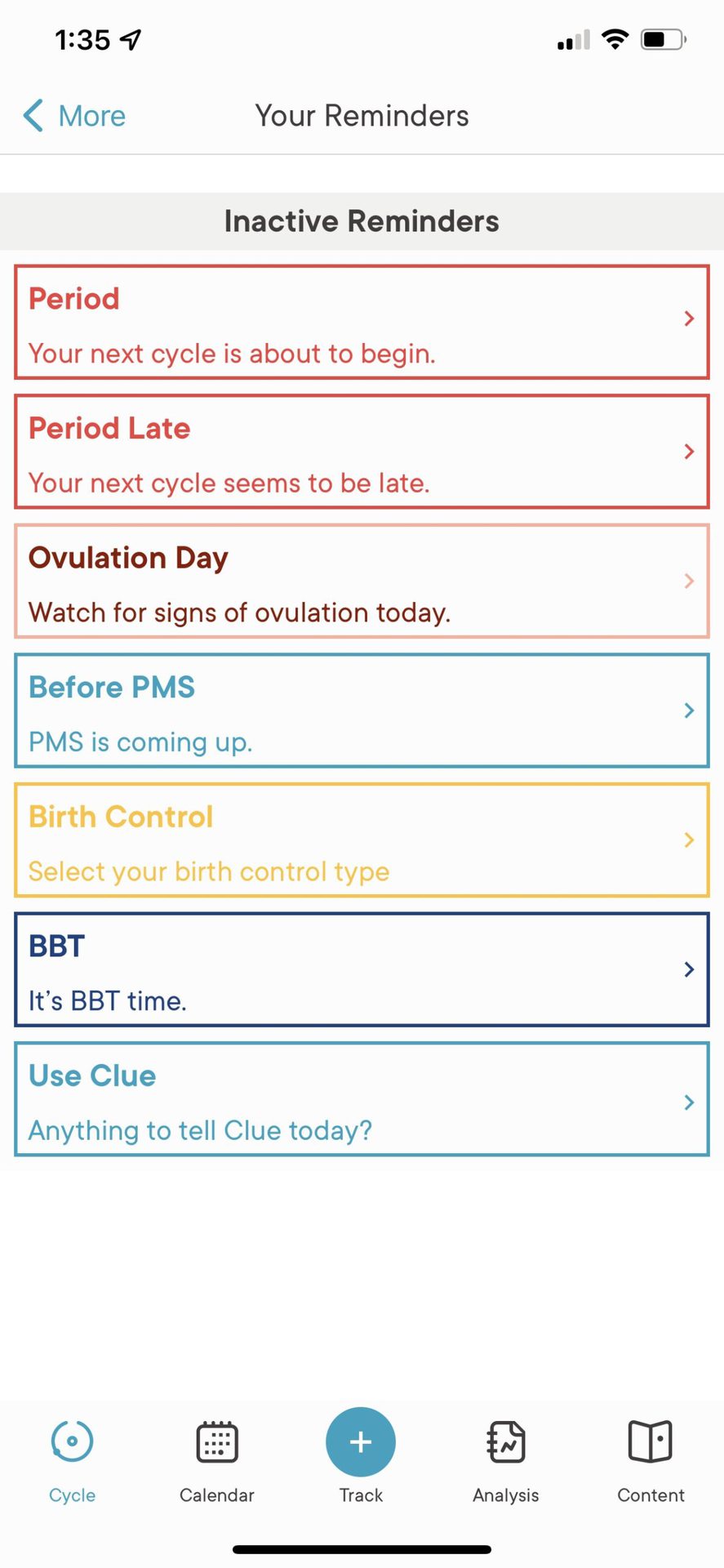 Clue Period Tracking App Reminders