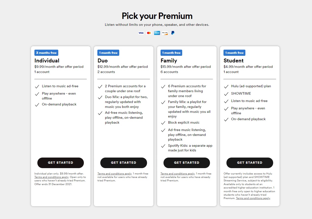 Elige tu Spotify premium
