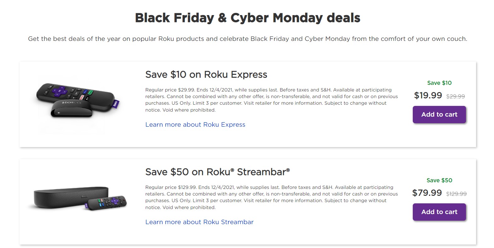 Roku Cyber Monday Sale
